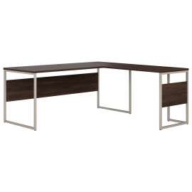 Bush Hybrid 72W x 30D L Shaped Table Desk with Metal Legs, Black Walnut/Black Walnut