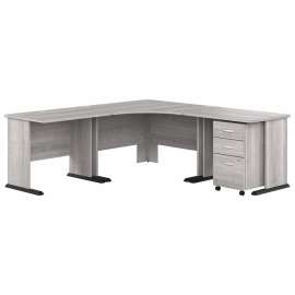Bush Business Furniture Studio A 83W Large Corner Desk with 3 Drawer Mobile File Cabinet, Platinum Gray/Platinum Gray