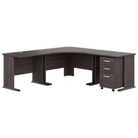 Bush Business Furniture Studio A 83W Large Corner Desk with 3 Drawer Mobile File Cabinet, Storm Gray/Storm Gray