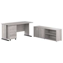 Bush Business Furniture Studio A 60W Computer Desk with Mobile File Cabinet and Low Storage Cabinet