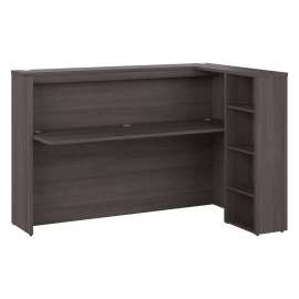 Bush Studio C 72W Reception Desk with Shelves, Storm Gray/Storm Gray