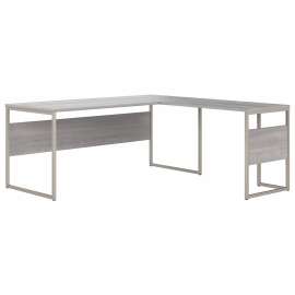 Bush Hybrid 72W x 30D L Shaped Table Desk with Metal Legs, Platinum Gray/Platinum Gray