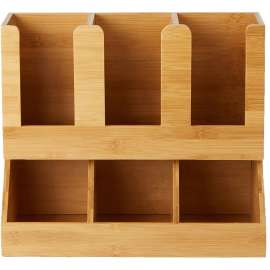 Mind Reader 6-Compartment Cup/Lid Bamboo Organizer