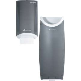 Safe-T-Gard® Door Tissue Dispenser/Trash Receptacle, Smoke, 1/Each