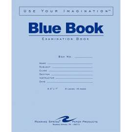 Examination Blue Book, Wide/Legal Rule, 8.5 x 7, White, 8 Sheets