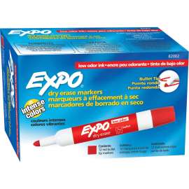 Low-Odor Dry-Erase Marker, Medium Bullet Tip, Red, Dozen
