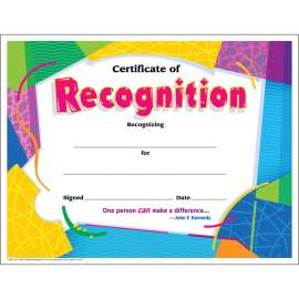 Certificate of Recognition Awards, 8-1/2 x 11, 30/Pack