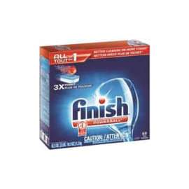 Finish Powerball 81050-DMG Dishwasher Detergent, 60 Count, Box, White/Blue/Red, Solid