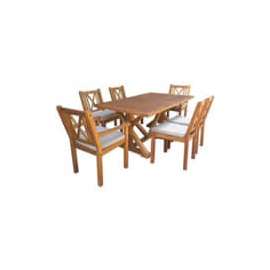 Seasonal Trends IP270-009SET Patio Dining Set, 6 pcs-Piece, 200 lbs. Seating, Rectangle Table, Wood Tabletop
