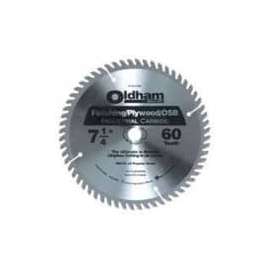 Oldham B7254760-10 Circular Saw Blade, 7-1/4 in Dia, Carbide Cutting Edge, 5/8 in Arbor, Steel
