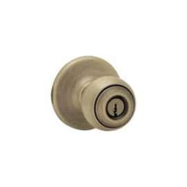 Kwikset 400P5CP K6 Keyed Entry Knob, 1-3/8 to 1-3/4 in Thick Door, Antique Brass
