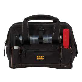 CLC 8 in. W X 9 in. H Polyester Tote Bag with Plastic Tray 21 pocket Black/Tan 1 pc