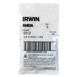 Irwin Hanson High Carbon Steel SAE Hexagon Die 3/16 in. 1 pc
