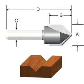 Vermont American 1/2 in. D X 1/2 in. X 1-3/4 in. L Carbide Tipped V-Groove Router Bit