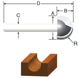 Vermont American 1/4 in. D X 1/4 in. X 1-9/16 in. L Carbide Tipped Core Box Router Bit