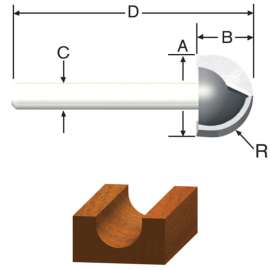 Vermont American 1/2 in. D X 1/2 in. X 1-3/8 in. L Carbide Tipped Core Box Router Bit