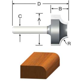 Vermont American 1 in. D X 1/4 in. X 1 in. L Carbide Tipped Ovolo Router Bit