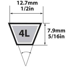 Mitsuboshi FHP 4L380 General Utility V-Belt 0.5 in. W X 38 in. L For Fractional Horsepower Motors