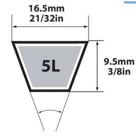 Mitsuboshi FHP 5L800 General Utility V-Belt 0.63 in. W X 80 in. L For Fractional Horsepower Motors