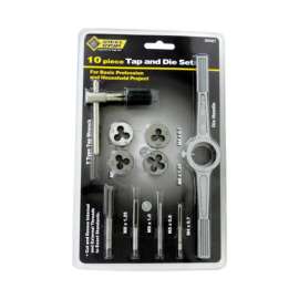 Steel Grip Steel Metric Tap and Die Set M8-1.25, M4-0.7, M6-1.0, M5-0.8 10 pc