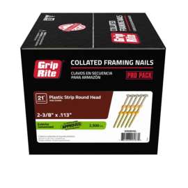Grip-Rite 2-3/8 in. 12 Ga. Angled Strip Hot-Dip Galvanized Framing Nails 21 deg 2500 pk