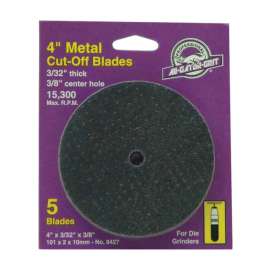 Gator 4 in. D X 3/8 in. Aluminum Oxide Metal Cut-Off Blade 5 pc