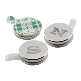 Magnet Source .06 in. L X .25 in. W Silver Disc Magnets with Adhesive 1.2 lb. pull 12 pc