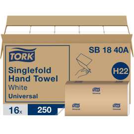 Universal Singlefold Hand Towel, 9.13 x 10.25, White, 250/Pack,16 Packs/Carton