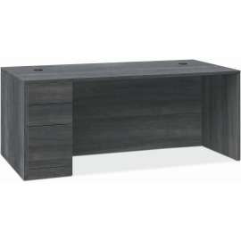 HON 10500 Series Single 3/4-Height Pedestal Desk, Right: Box/File, 66" x 30" x 29.5", Kingswood Walnut