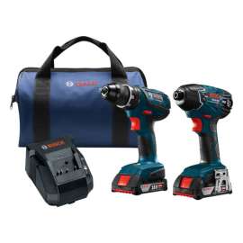 Bosch 18V Compact Tough Cordless Brushed 2 Tool Drill/Driver and Impact Driver Kit