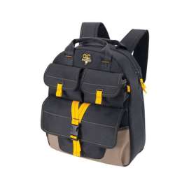 CLC E-Charge 6 in. W X 19.5 in. H Polyester Backpack Tool Bag 23 pocket Black/Tan 1 pc