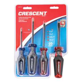 Crescent Assorted Phillips/Slotted Diamond Coated Screwdriver Set 4 pc