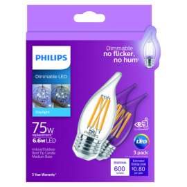 Philips BA11 E26 (Medium) LED Bulb Daylight 75 Watt Equivalence 3 pk