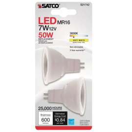 Satco . MR16 GU5.3 LED Bulb Soft White 50 Watt Equivalence 2 pk