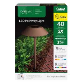Feit Electric OneSync Bronze Solar Powered 40 W LED Pathway Light 1 pk