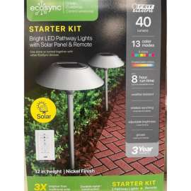 Feit Electric OneSync Brushed Nickel Solar Powered 40 W LED Pathway Light 2 pk