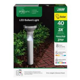 Feit Electric OneSync Brushed Nickel Solar Powered 40 W LED Bollard Light 1 pk