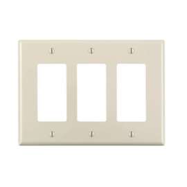 Leviton Decora Light Almond 3 gang Thermoplastic Nylon Decorator Wall Plate 1 pk