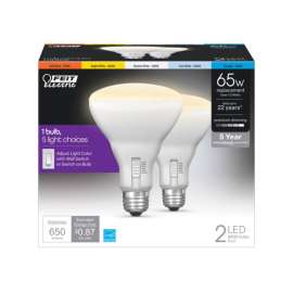 Feit Electric BR30 E26 (Medium) LED Light Bulb Tunable White/Color Changing 65 Watt Equivalence 2 pk