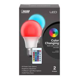 Feit Electric A19 E26 (Medium) Party Bulb Color Changing 5 Watt Equivalence 2 pk