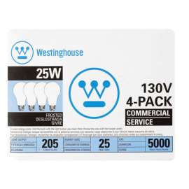Westinghouse 25 W A19 A-Line Incandescent Bulb E26 (Medium) White 4 pk