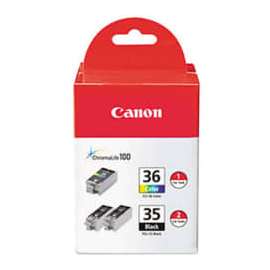 Canon CLI-36/PGi-35 Standard Yield Inkjet Ink Cartridge, Black, Color, 3 / Pack, Inkjet, Standard Yield