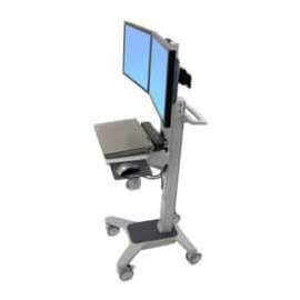 Ergotron Neo-Flex Dual WideView WorkSpace Cart - 40 lb Capacity - 4 - Aluminum, Plastic, Steel - Gray