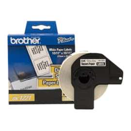 Brother DK1221, Square White Paper Adhesive Labels, 0.9" Width x 0.9" Length (23 mm square)