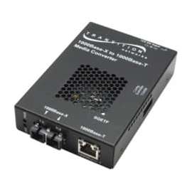 Transition Networks SGETF1039-110 Gigabit Ethernet Media Converter, 1 x RJ-45 , 1 x LC, 10/100/1000Base-T, 1000Base-SX, External, Wall-mountable