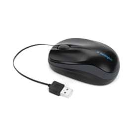 Kensington Pro Fit 72339 Retractable Mobile Mouse, Optical, USB, Black, Pack of 1