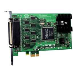 Brainboxes 8 Port RS232 PCI Express Serial Card 9 Pin Connectors, PCI Express x1, 8 x DB-9 RS-232, Serial, Via Cable, Plug-in Card