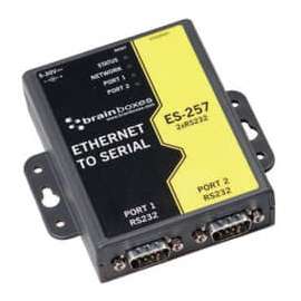 Brainboxes 2 Port RS232 Ethernet to Serial Adapter, DIN Rail Mountable, TAA Compliant