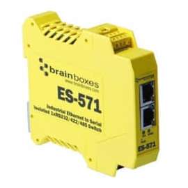Brainboxes Isolated Industrial Ethernet to Serial 1xRS232/422/485 + Ethernet Switch, DIN Rail Mountable, PC, Linux, 1 x Number of Serial Ports External, TAA Compliant