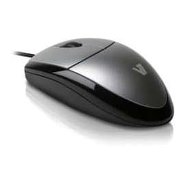 V7 Full size USB Optical Mouse, Optical, Cable, Black, Silver, USB